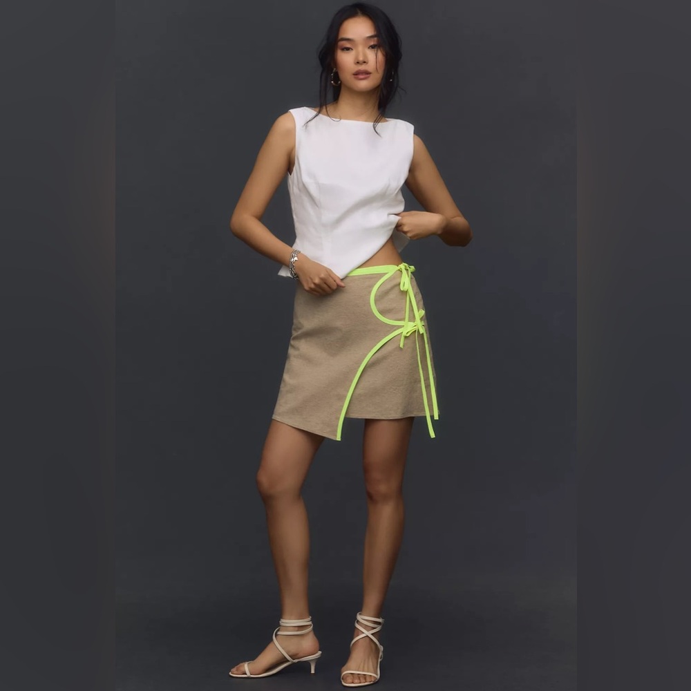 Anthropologie Maeve Side-Tie Structured Mini Skirt
